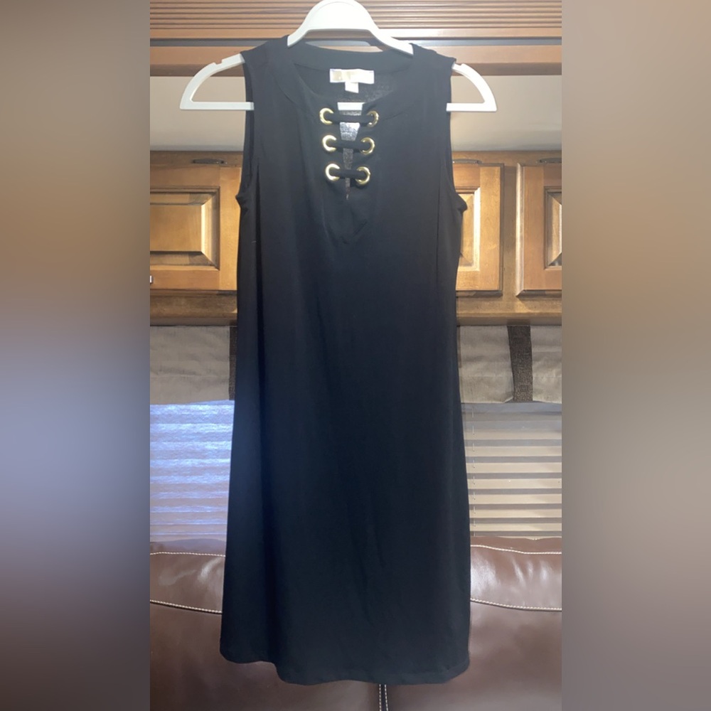 Michael Kors Black Lace-Up midi dress size Xs - Picture 3 of 7